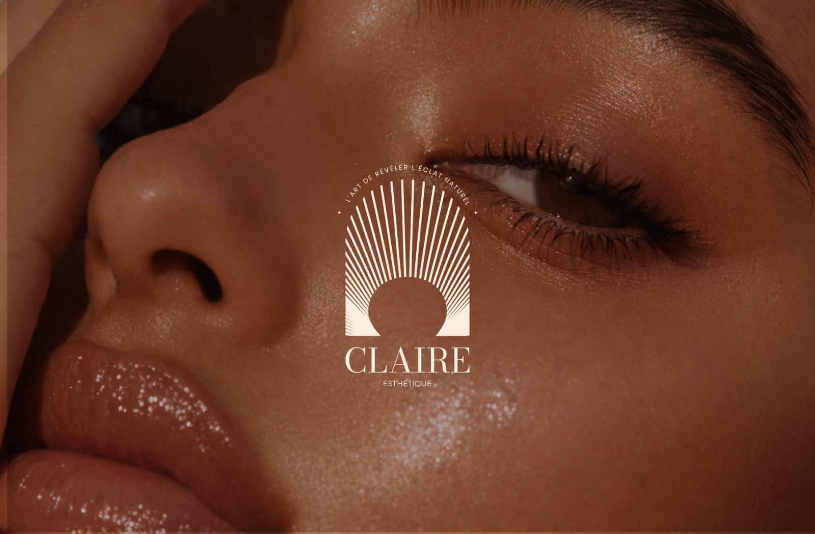 Logo institut de beauté Claire Esthétique avec symbole lumineux inspiré de l’éclat naturel de la peau