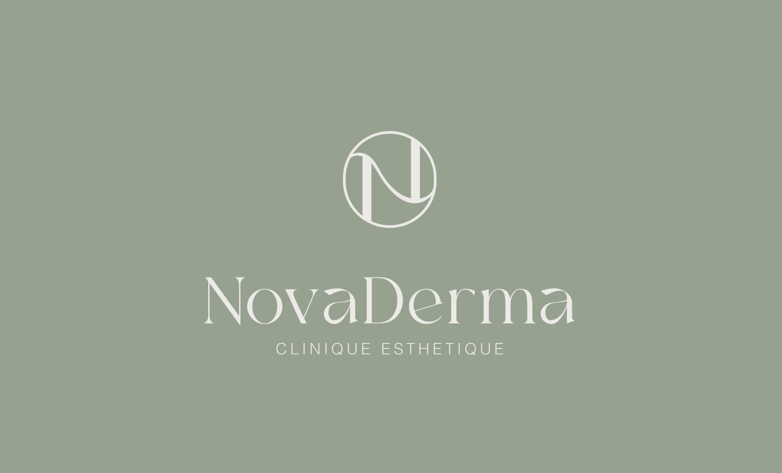 Logo clinique esthétique haut de gamme NovaDerma avec monogramme ND élégant dans un cercle inspiré des soins de la peau