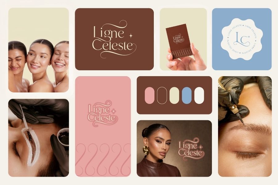 logo sourcils haut de gamme Ligne Céleste moodboard identité visuelle beauté du regard